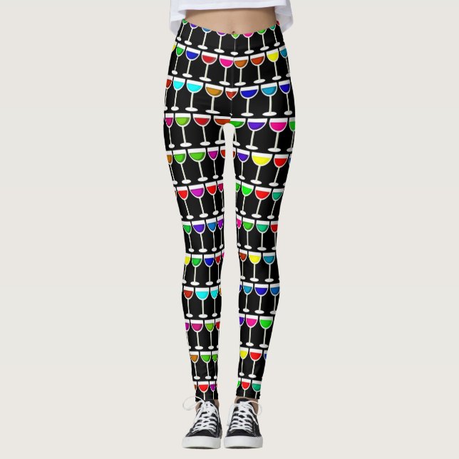 Leggings cocktails noirs verres à vin (Devant)