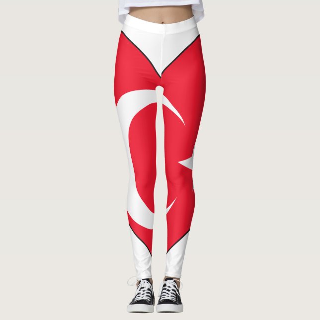 Leggings Coeur de drapeau de la Turquie (Devant)