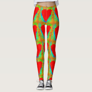 Leggings coeur de pierre rouge vert