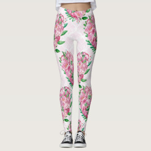 Leggings cœur de pivoine à l'aquarelle