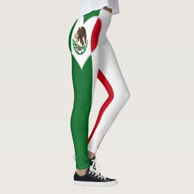 Leggings Coeur du drapeau du Mexique patriotique (Droite)