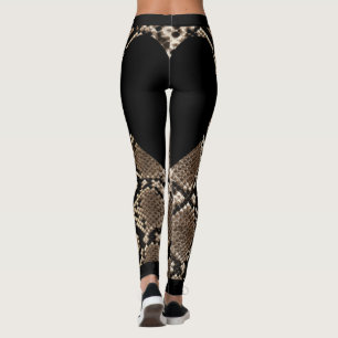 Leggings Cœur en Cuir de Serpent Noir