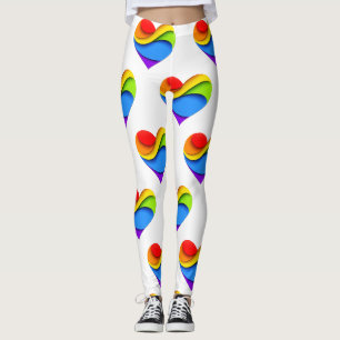 Leggings Cœur en forme arc-en-ciel de SlipperyJoe rouge ora