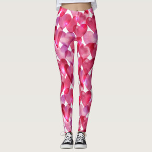 Leggings Coeur rose rouge d'aquarelle mignonne de