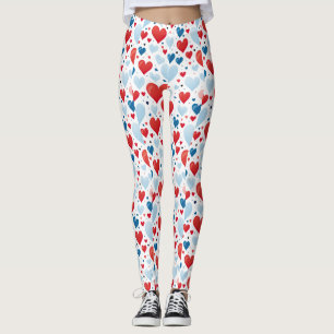 Leggings Coeur rouge, bleu et blanc
