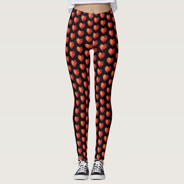 Leggings Coeurs 3d rouges (Devant)