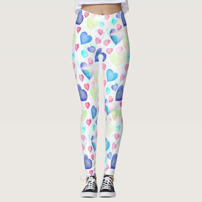 Leggings Coeurs aquarelle (Devant)