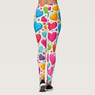 Leggings Coeurs arc-en-ciel colorés Valentines