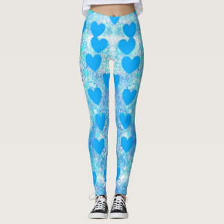 Leggings Coeurs bleus