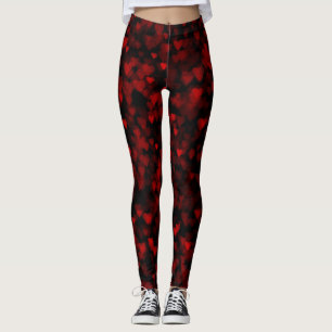 Leggings Coeurs branchés Red Bokeh