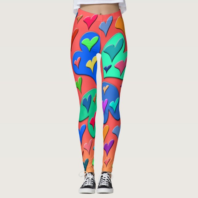 Leggings Coeurs colorés (Devant)