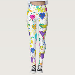 Leggings Coeurs colorés Love Paint Splatter