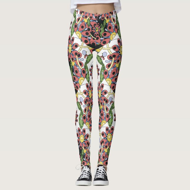 Leggings Coeurs colorés, Motif romantique sans couture. (Devant)