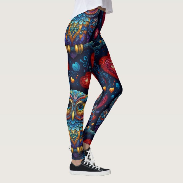 Leggings Coeurs d'amour Chouette colorée (Droite)