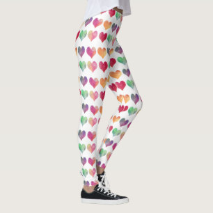 Leggings Coeurs d'aquarelle arc-en-ciel