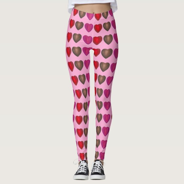Leggings Coeurs de bonbons enrobés à l'huile Saint-Valentin (Devant)