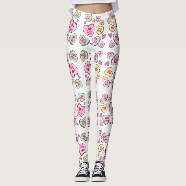 Leggings Coeurs de bonbons Valentines Jour Coeurs de conver (Devant)