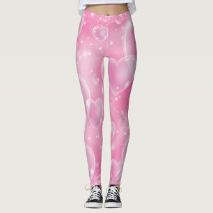 Leggings Coeurs de bulle rose mignonne fille 90's