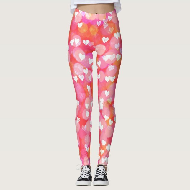 Leggings Coeurs de bulles roses (Devant)