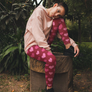 Leggings Cœurs de la Saint-Valentin motif rouge rose