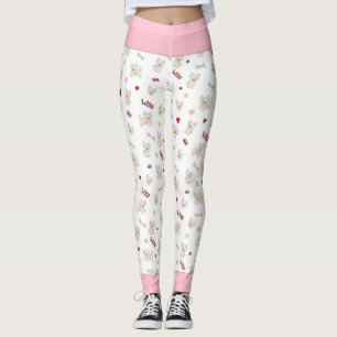 Leggings Coeurs de taureau français empreinte de patte chie