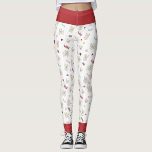 Leggings Coeurs de taureau français empreinte de patte chie
