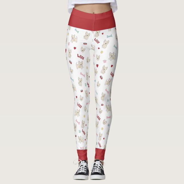 Leggings Coeurs de taureau français empreinte de patte chie (Devant)