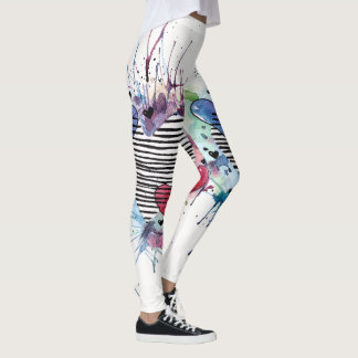 Leggings Coeurs Et Lavages Dans L'Aquarelle