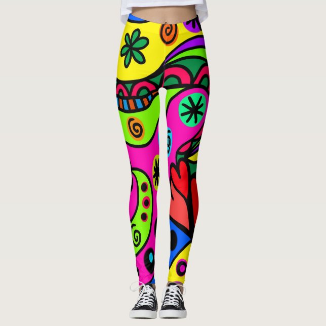 Leggings Coeurs et motif lumineux de remous (Devant)