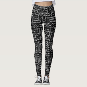 Leggings Coeurs et petits points Noir et blanc Design chic