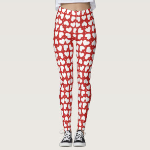 Leggings Coeurs et pois blancs sur les guêtres rouges