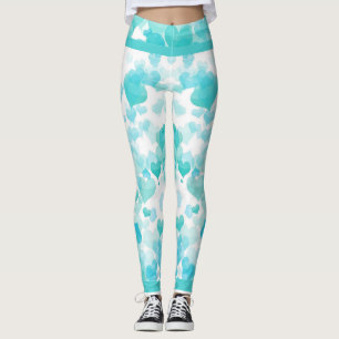 Leggings Coeurs flottants en turquoise