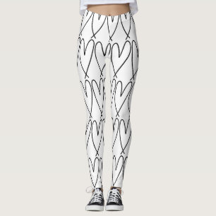 Leggings Cœurs mignons fantaisistes noir et blanc