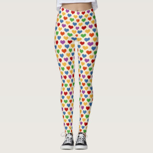 Leggings Coeurs multicolores couleurs arc-en-ciel sur toute