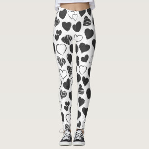 Leggings Coeurs noir et blanc