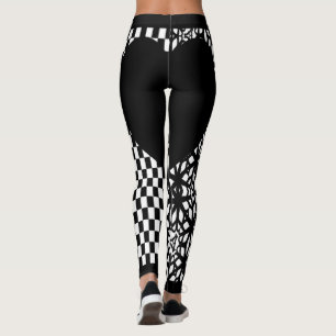 Leggings Coeurs noir et dentelle