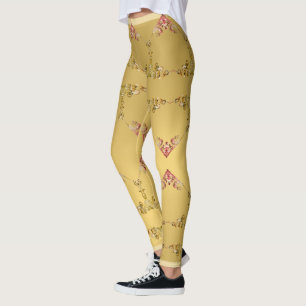 Leggings Coeurs ornés sur l'ocre d'or