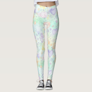 Leggings Cœurs pastel et nuages Aquarelle Rêve (2)