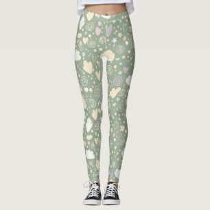 Leggings Cœurs pastel et nuages Aquarelle Rêve (4)