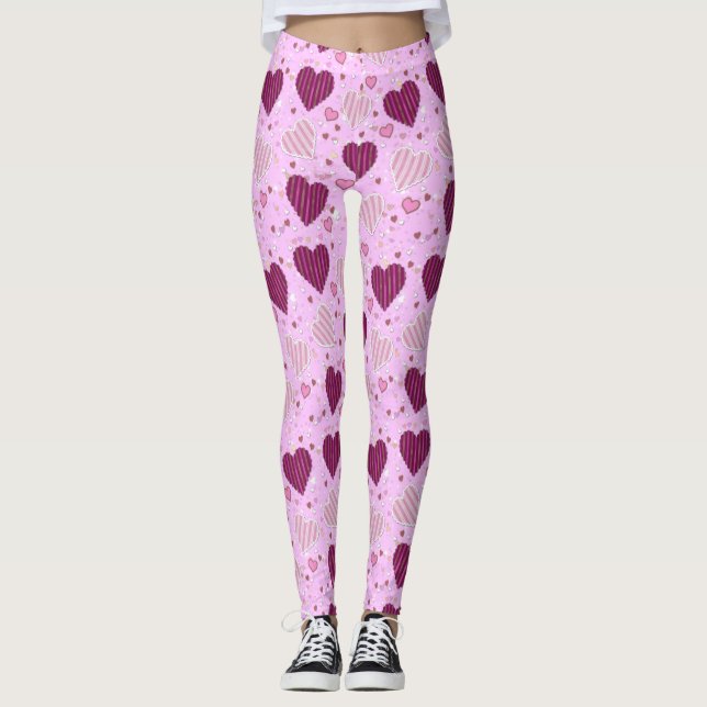 Leggings Coeurs rose (Devant)