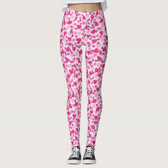 Leggings Coeurs roses de Saint-Valentin (Devant)