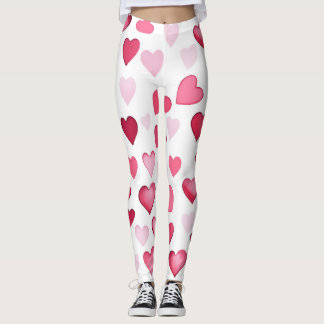 Leggings Coeurs rouges roses Valentines Motif