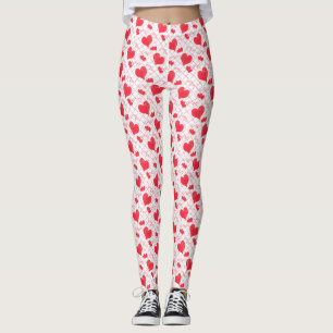 Leggings Coeurs rouges, texte, "aime-toi", rouge et blanc, 