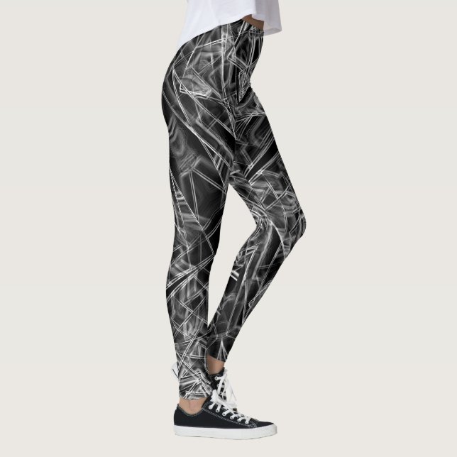 Leggings Coins de carrés, lignes grises sur arrière - plan  (Droite)