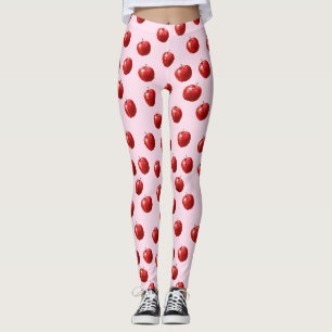 Leggings Col cravate motif aquarelle pomme rouge