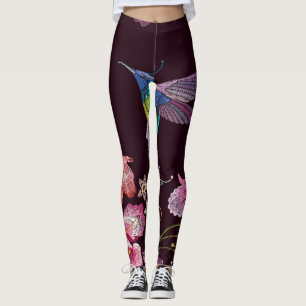 Leggings Colibri et orchidée, mode sans couture tropicale.