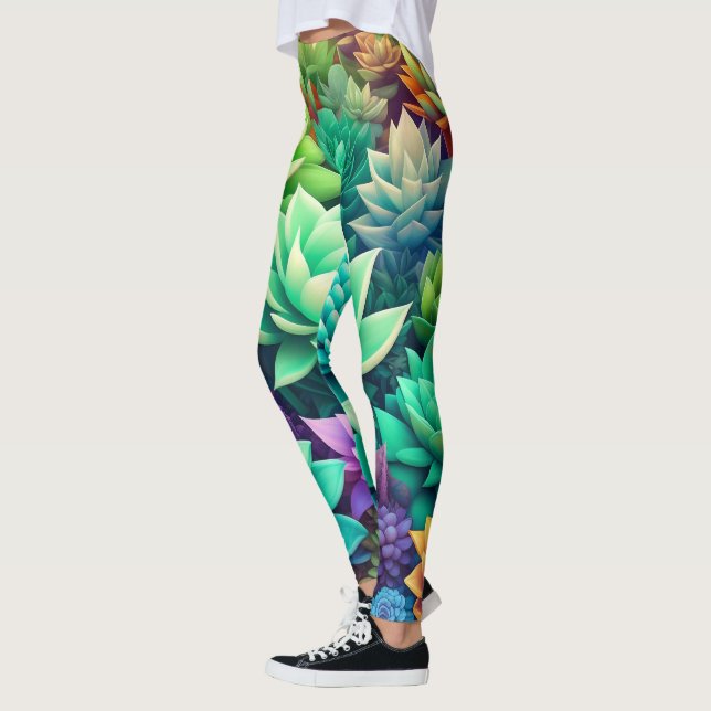Leggings Collage Aloe Vera et Succulents (Gauche)