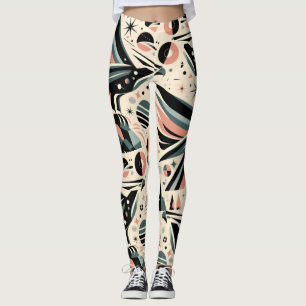 Leggings Collage d'aigle atomique à motif géométrique