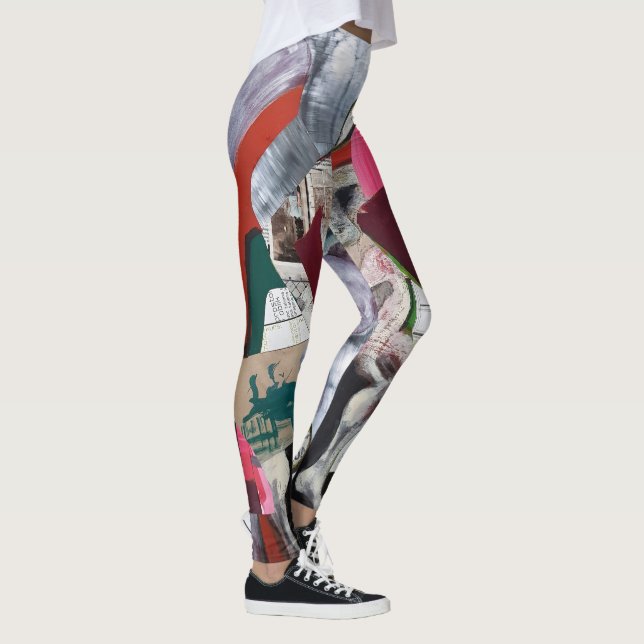 Leggings Collage d'art Abstrait peint à la main (Droite)
