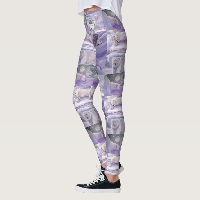 Leggings Collage d'art d'ours polaire d'hiver (Gauche)